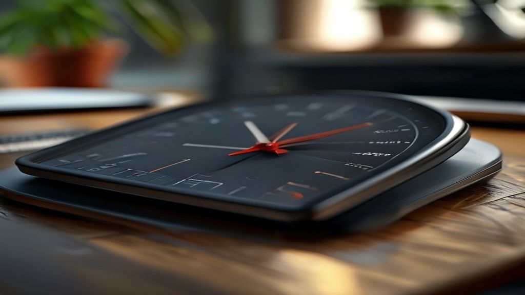 Screenshot of a time tracker program displaying task timers, project totals, and a simple start‑stop button.