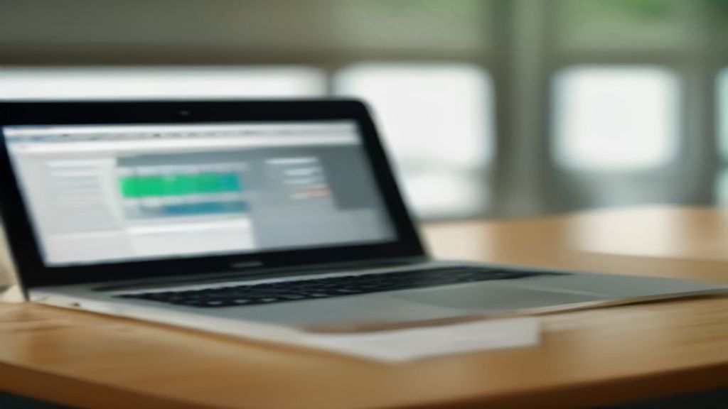 Laptop screen shows online accounting software dashboard simplifying finance management for small businesses.